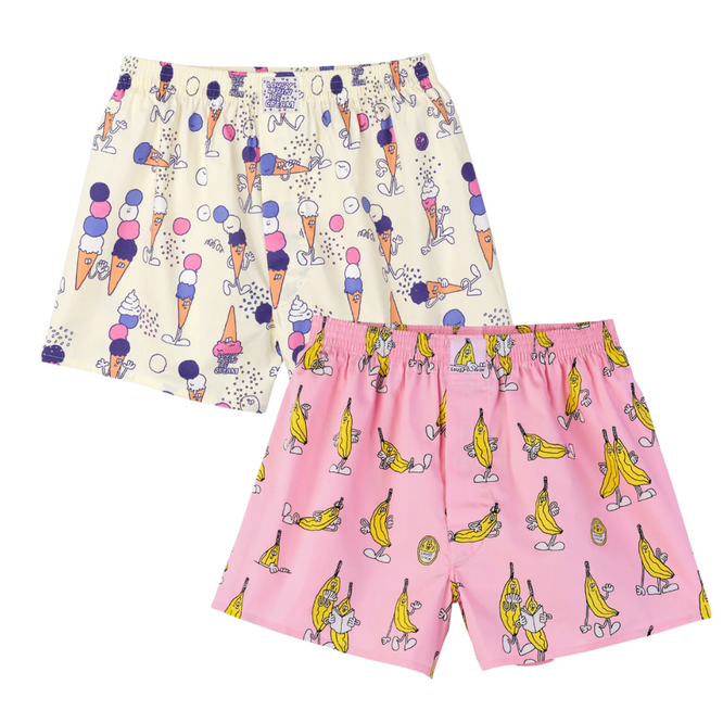 Ice Cream & Pink Banana 2Pack Boxershorts Blossom