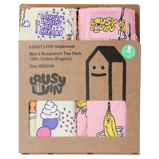 Ice Cream & Pink Banana 2Pack Boxershorts Blossom