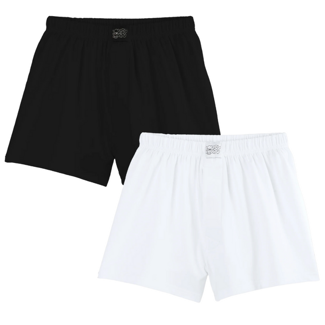 Jersey Stretch 2pack Boxershorts Black/ White