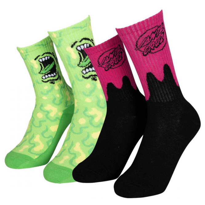 Kids Slime Socks 2Pack Green/ Pink