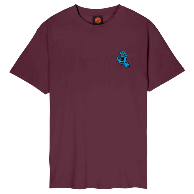 Screaming Hand Chest T-shirt Dark Cherry
