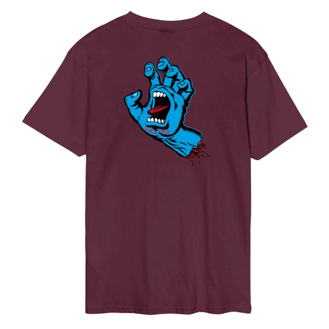 Screaming Hand Chest T-shirt Dark Cherry