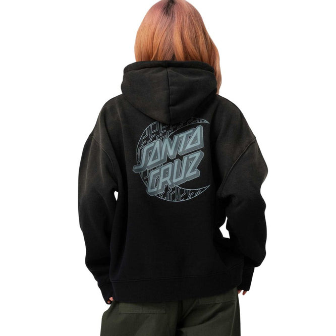 Womens Imprint Moon Dot Hoodie Black Wash
