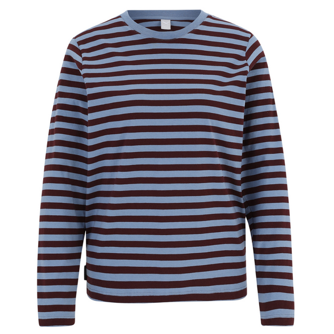 Womens Stripe Basic Longsleeve T-Shirt Blue Red