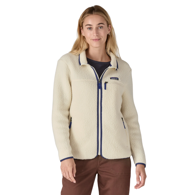 Womens Retro Pile Fleece Jacket Natural