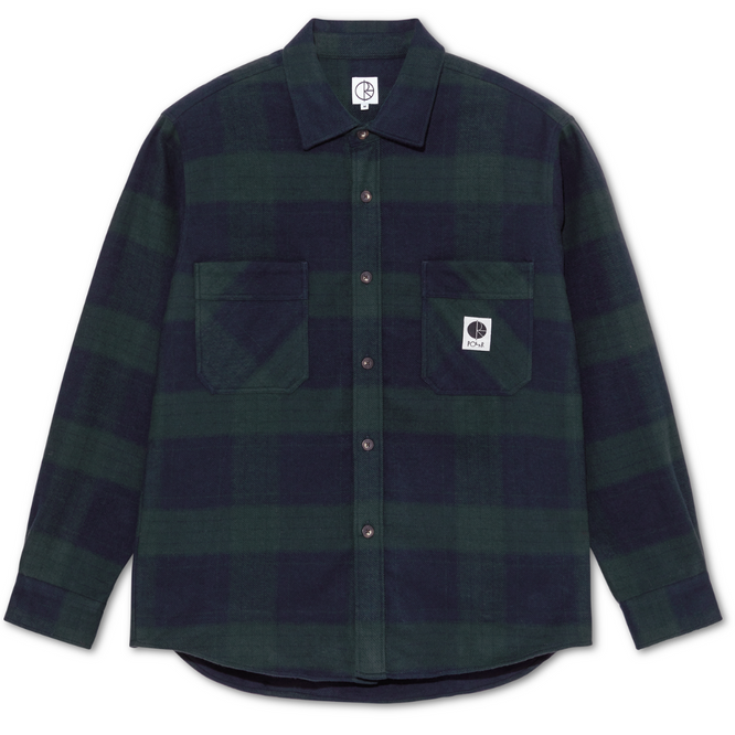 Mike LS Hemd Flanell Marine/Teal