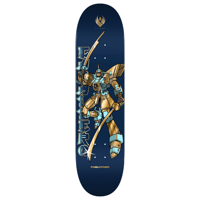 Flight Pro Shape 244 K20 Steve Caballero Gundam Blue/Gold-foil 8.5" Skateboard Deck
