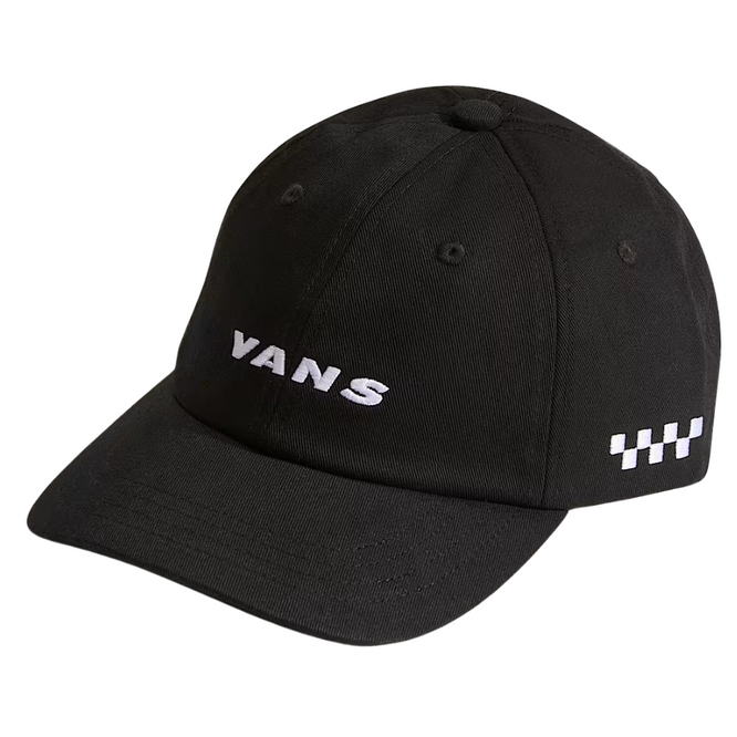 Kids Check Side Curved Cap Black