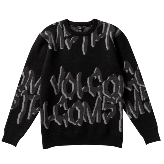 Stone Jacquard Rundhalsausschnitt Schwarz