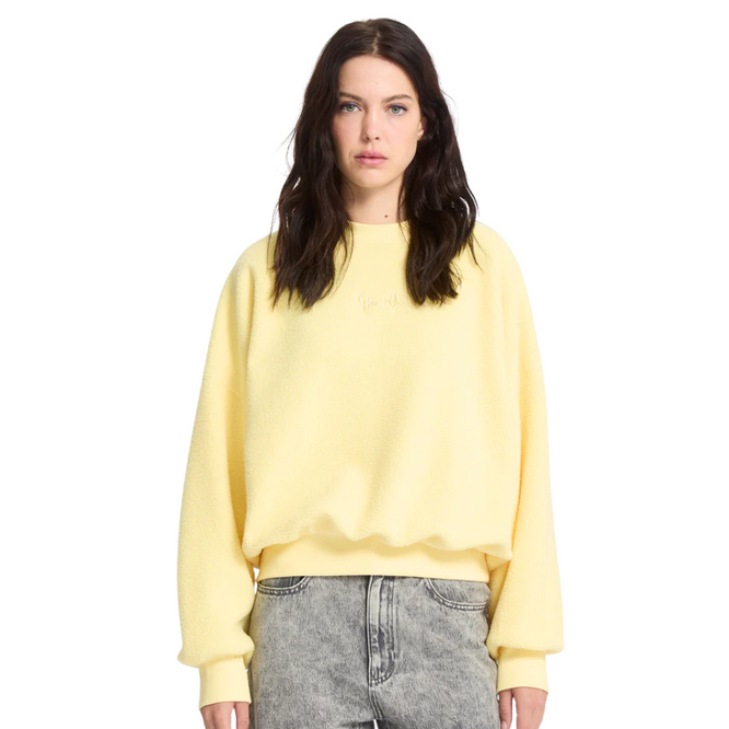 Womens Piou Crewneck Fleece Sweater Dawn Yellow