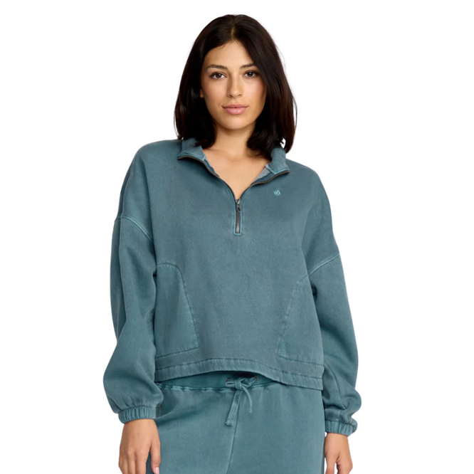 Womens Stone Soft Quarter Zip Sweatshirt Emerald Green