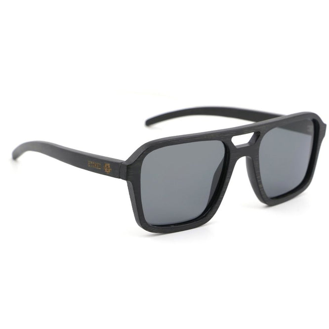 Charger Sunglasses Black Bamboo + Grey Lens